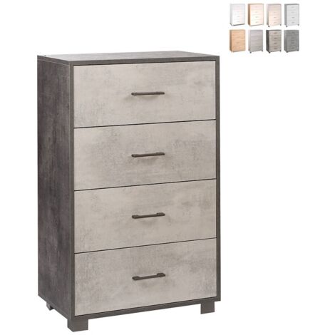 Schlafzimmerkommode mit vier Schubladen Schwarz Weiß 70x41x h112 cm