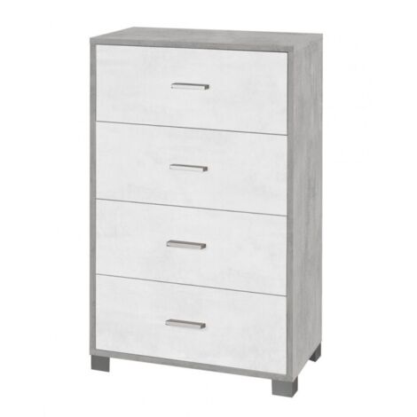 Schlafzimmerkommode mit vier Schubladen White Cement 70x41x H112 cm