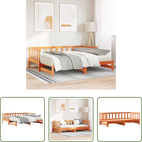Schlafzimmermöbel -  Tagesbett mit Ausziehbett Wachsbraun 203,5 x 184 x 66 cm