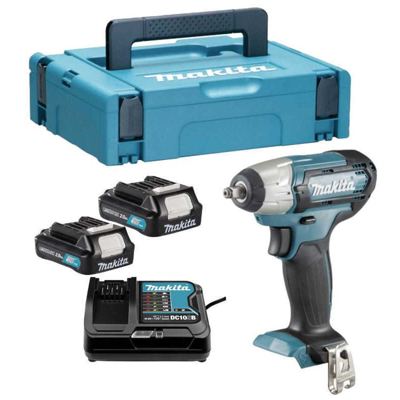 Image of Makita - 10,8 v Li-Ion 2 Ah 140 Nm Schlagschrauber – 2 Akkus, Ladegerät, Koffer – TW140DSAJ