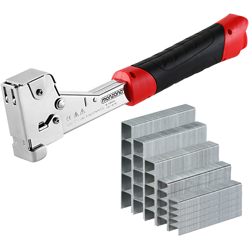 Deuba Monzana Hammertacker Rostfreier Stahl 6-14mm Klammern Klammerzieher Schiebeverriegelung Schlagtacker Handtacker Tacker