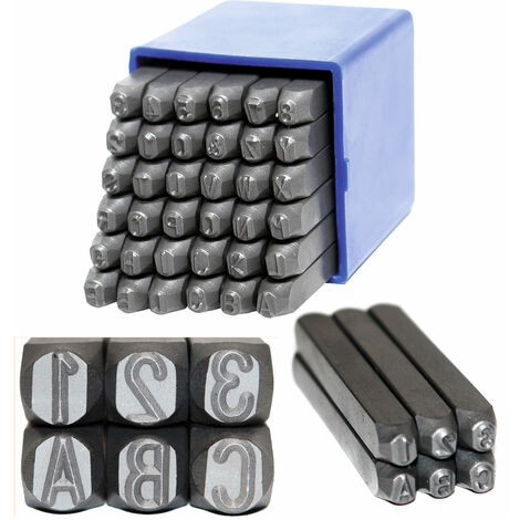Schlagzahlen Schlagbuchstaben Set 4mm 36-tlg Schlagstempel Buchstaben