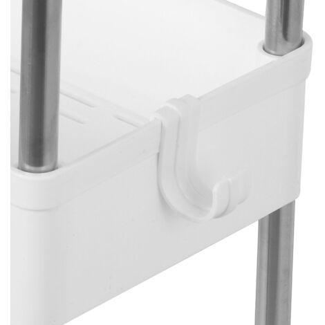 Schlanker, 3-stöckiger Rollwagen – Kompakter Organizer für Küche/Bad – Regal mit Rollen, HIPS, 4 Rollen, 6 Haken