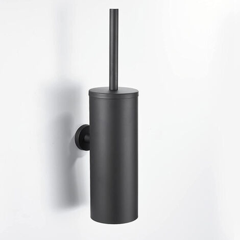 Schlanker, wandmontierter WC-Bürstenhalter aus Edelstahl – klassischer WC-Bürstenhalter für Badezimmer oder Gäste-WC – WC-Bürste mit praktischer Bürstenhalterung – schwarz