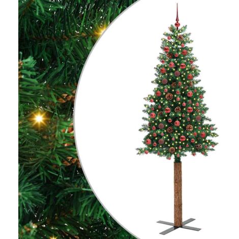 Schlanker Weihnachtsbaum mit 300 LEDs mit Ständer Grün 210 cm vidaXL