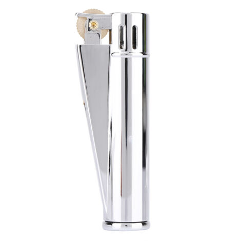 Schlankes, tragbares, wiederaufladbares Feuerzeug mit Windschutz (silber)