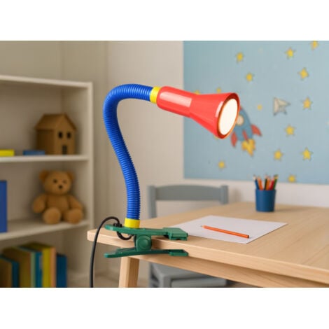 DEFIBRICO Schlauch-Klemmlampe, E14, Höhe 45cm, flexibel, multicolor