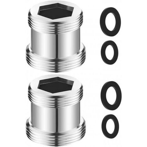 Schlauchadapter 2er-Pack M20-auf-M22-Wasserhahnadapter mit Gummidichtung aus Messing