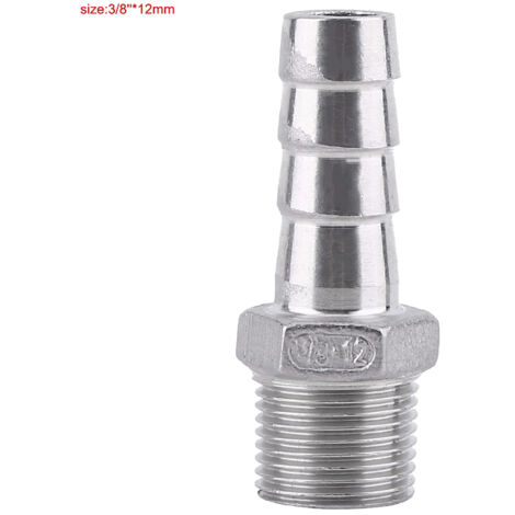 Schlauchanschluss aus Edelstahl mit Widerhaken, 3/8" x 12 mm Außengewinde für Flüssigkeiten