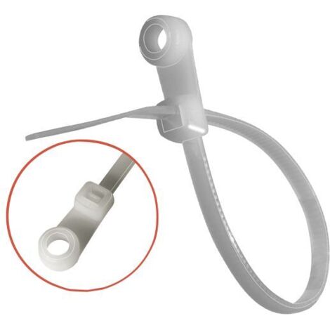 Schlauchklemme mit Befestigungslöchern – Weiß – Nylon 6.6 4,2x221 mm – 100 Stück in der Box