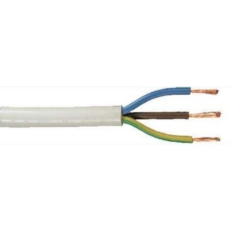 Schlauchleitung H03VV-F 3 x 0,75 - 5 Meter weiß Gummileitung Leitung Kabel