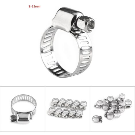 Schlauchschelle aus Edelstahl mit Schneckengewinde für Wasserleitungen (8-12 mm)