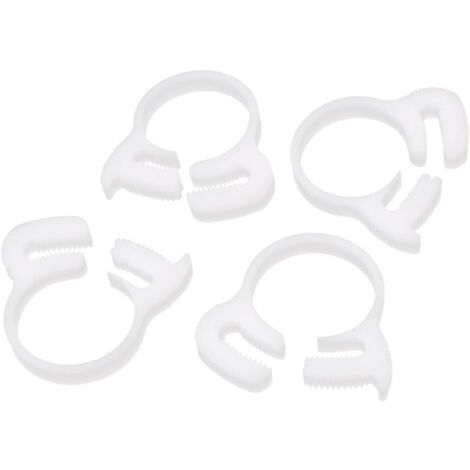 Schlauchschelle, Rohrschelle, Clip-Klemmverbindung, 21,5 mm-23,5 mm, doppelte Ratschenbefestigung, weißer Kunststoff, 4 Stk