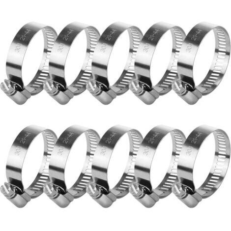 Schlauchschellen aus Edelstahl, verstellbar, mit Schneckenantrieb, 10er-Pack (21-44 mm)