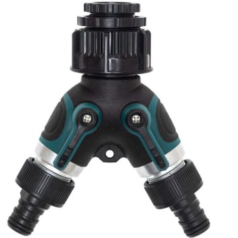 Schlauchverteiler, 2-Wege-Gartenhahnanschluss, Y-Ventil-Doppelanschluss aus Messing für Außenwasserhähne, Wasserhahnadapter mit 2 Anschlüssen