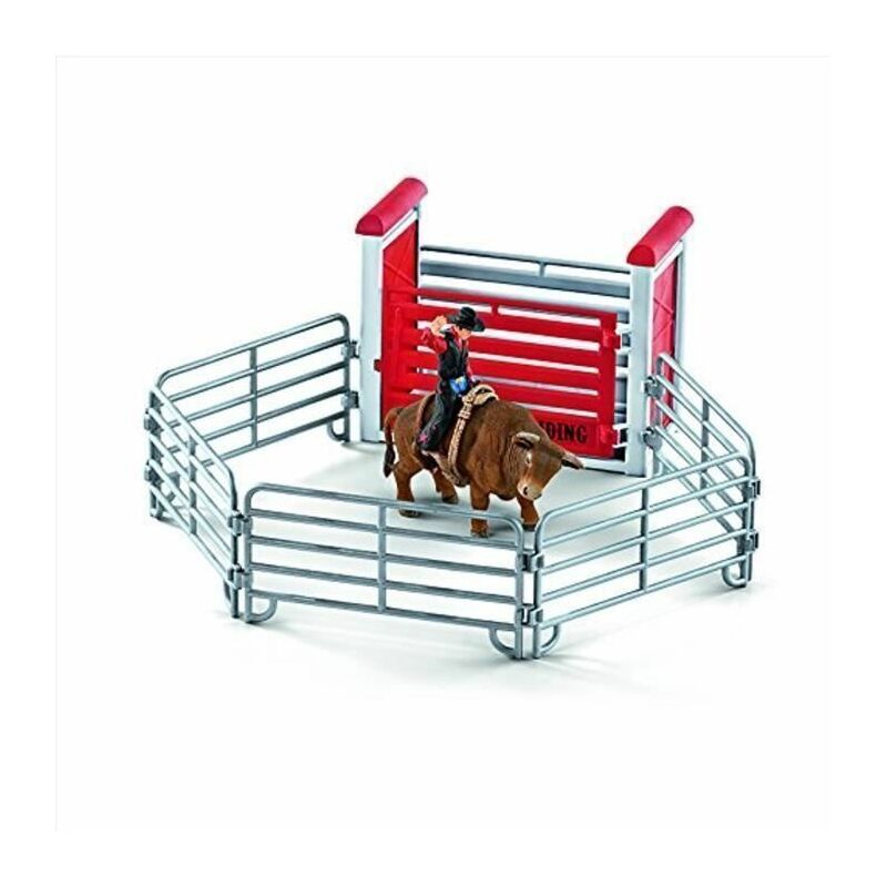 Schleich Figurine 41419 - Animal de la ferme Rodeo avec un cowboy