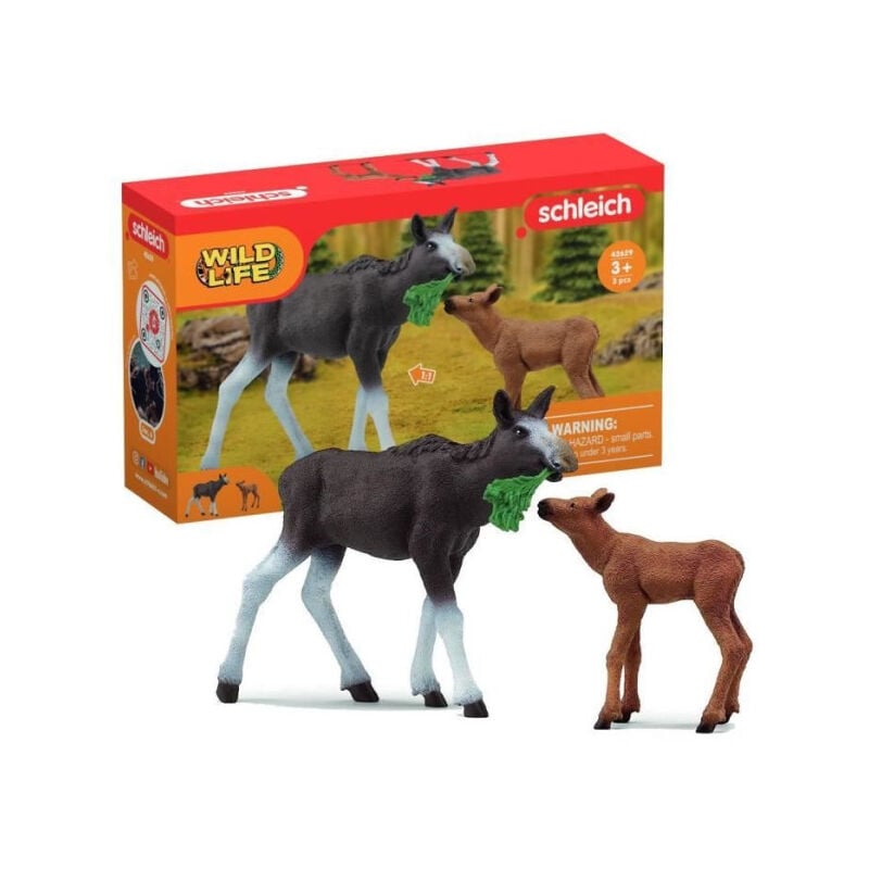 Figurines Élan Femelle avec Veau, animaux sauvages Schleich 42629 Wild Life, Pour enfant des 3 ans