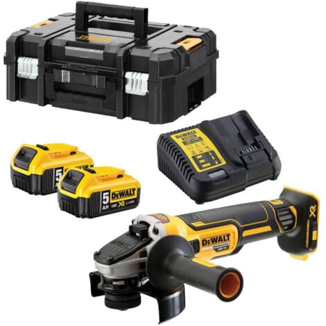 DEWALT DCG405 18V 125 mm mit 2x 5,0 Ah und Lader in TSTAK-Box