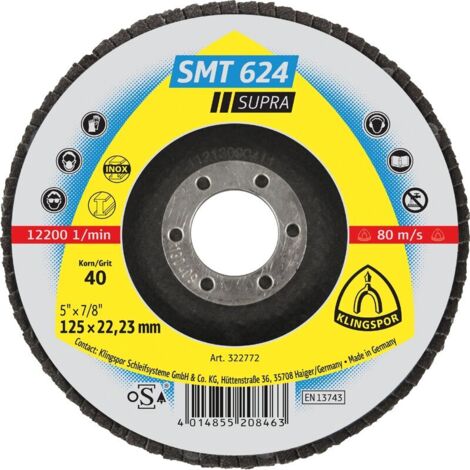 Schleifmopteller SMT624 gewölbt 125mm K40 Klingspor