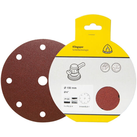 SCHLEIFPAPIERSCHEIBE 125 mm P80 8 Löcher KLETT 5 Stk.
