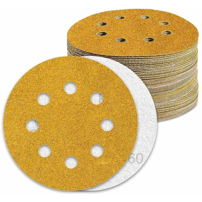 Schleifscheibe, 125 mm, Körnung 60, Schleifpapier, 80 Stück, Schleifscheiben für Exzenterschleifer, Schleifpapier
