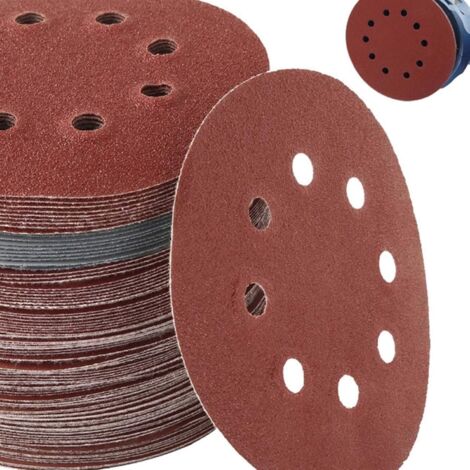 Schleifscheiben 125 mm, 30 Stück, Schleifscheiben mit Körnung 120, 8 Löcher für Exzenterschleifer