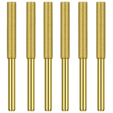 Schleifsteine für Kettensägen, Ölsägen und Feilen – 5,5 Zoll, titanbeschichtet, goldfarben, 6-teiliges Set
