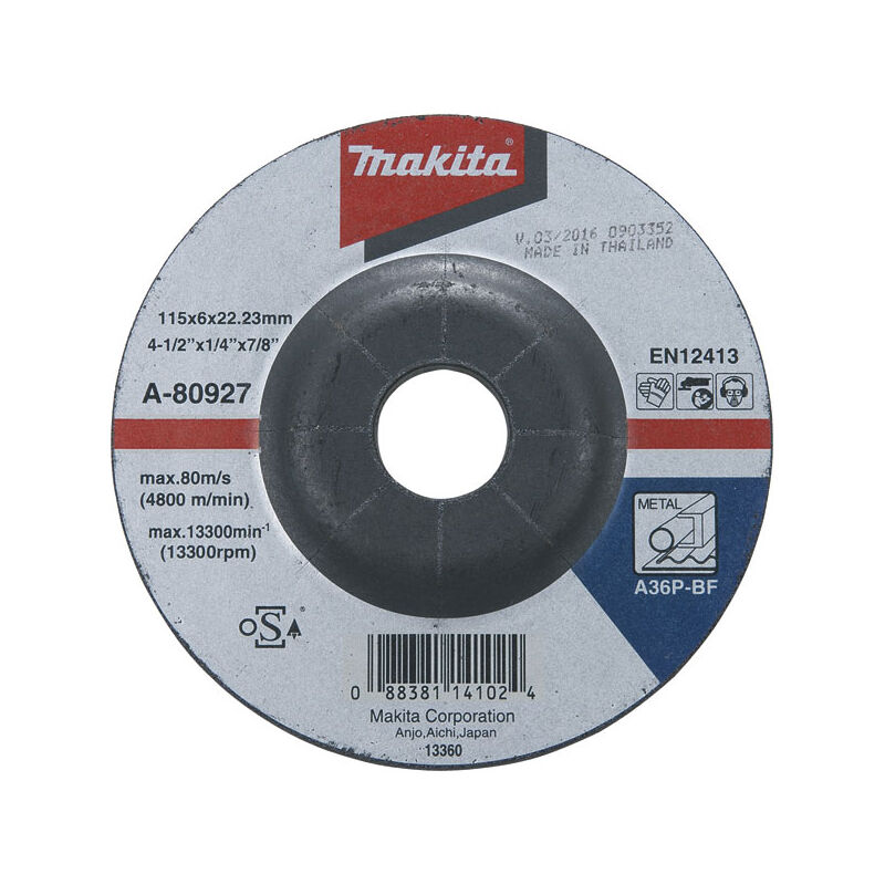 Image of Schruppschleifscheibe Metall 230x6x22,23 mm A36P Makita A-80955