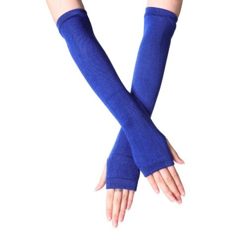 Schlichte, fingerlose, lange Manschetten – blau [30 cm] Einheitsgröße