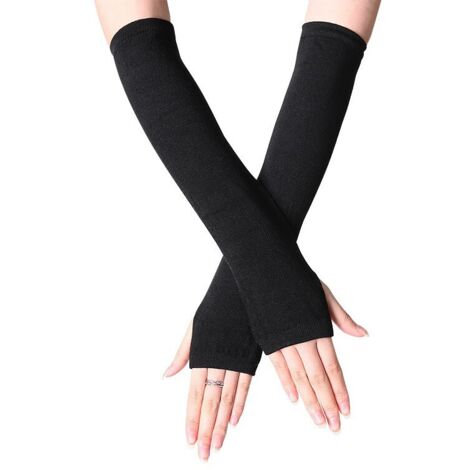 Schlichte, fingerlose und lange Manschetten – Schwarz [30 cm] Einheitsgröße