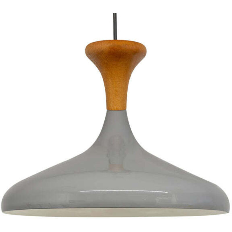 Bamyum Schlichte Pendelleuchte Mit Grau Holzkopfteil - Vintage-kronleuchter E27 Ø35 Cm Für Wohnzimmer, Schlafzimmer Oder Esszimmer