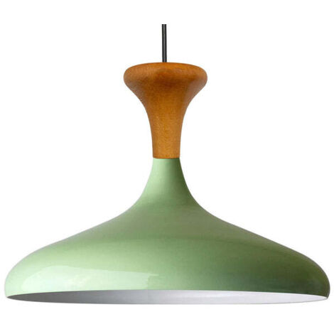 Schlichte Pendelleuchte mit Minzgrün Holzkopfteil - Vintage-Kronleuchter E27 Ø35 cm für Wohnzimmer, Schlafzimmer oder Esszimmer