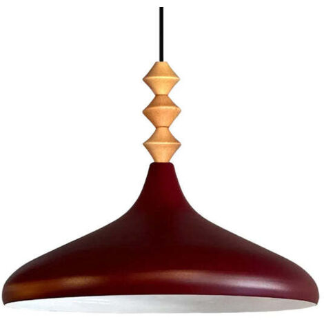 Schlichte Q-förmige Pendelleuchte Burgund Titel – Vintage Kronleuchter E27 Ø35 cm für Wohnzimmer, Schlafzimmer oder Esszimmer