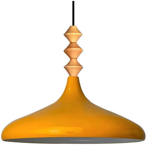 Schlichte Q-förmige Pendelleuchte Gelb Titel – Vintage Kronleuchter E27 Ø35 cm für Wohnzimmer, Schlafzimmer oder Esszimmer