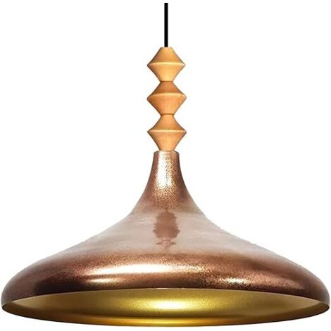 Schlichte Q-förmige Pendelleuchte Kupfer Titel – Vintage Kronleuchter E27 Ø35 cm für Wohnzimmer, Schlafzimmer oder Esszimmer