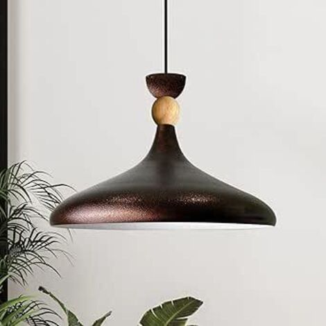 Schlichte Teuton Pendelleuchte in Hutform aus Holz – Vintage-Kronleuchter E27 Ø35 cm für Wohnzimmer, Schlafzimmer oder Esszimmer