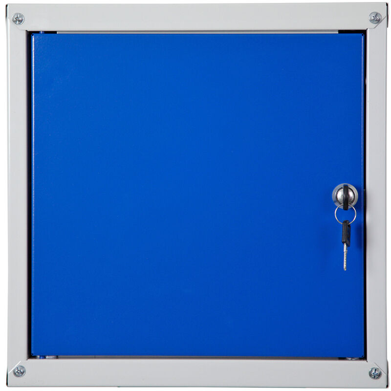 Casier métallique verouillable cubic HxLxP 35x35x35cm Gris/Bleu Armoire à casier cube, consigne polyvalente, vestiaire, placard en métal - Grau