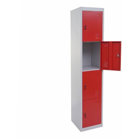 Schließfach Preston T163, Schließfachschrank Wertfachschrank Spind, Metall 180x38x45cm rot