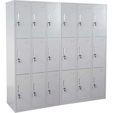 Schließfach Preston T829, Schließfachschrank Wertfachschrank Spind, Metall 9 Fächer, grau