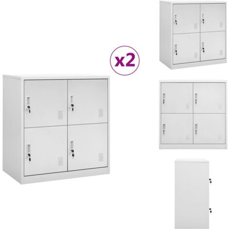 Schließfachschränke 2 Stk. Hellgrau 90x45x92,5 cm Stahl - Schliessfachschrank - Metallschrank - Garderobe - Aufbewahrungsbox - Schreibtischorganisation