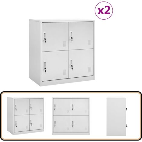 Schließfachschränke 2 Stk. Hellgrau 90x45x92,5 cm Stahl - Schliessfachschrank - Metallschrank - Garderobe - Aufbewahrungsbox - Schreibtischorganisation