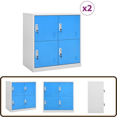 Schließfachschränke 2 Stk. Hellgrau und Blau 90x45x92,5cm Stahl - Schliessfachschrank - Metallschrank - Büromöbel - Garderobe - Aufbewahrungsbox