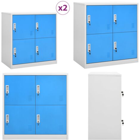Schließfachschränke 2 Stk. Hellgrau und Blau 90x45x92,5cm Stahl - Schliessfachschrank - Metallschrank - Büromöbel - Garderobe - Aufbewahrungsbox - Home & Living