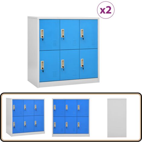 Schließfachschränke 2 Stk. Hellgrau und Blau 90x45x92,5cm Stahl - Schliessfachschrank - Metallschrank - Garderobenständer - Aufbewahrungsbox - Schreibtischorganisation