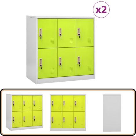 Schließfachschränke 2 Stk. Hellgrau und Grün 90x45x92,5cm Stahl - Schliessfachschrank - Metallschrank - Garderobe - Aufbewahrungsbox - Schreibtischorganisation