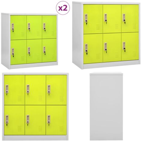 Schließfachschränke 2 Stk. Hellgrau und Grün 90x45x92,5cm Stahl - Schliessfachschrank - Metallschrank - Garderobe - Aufbewahrungsbox - Schreibtischorganisation - Home & Living