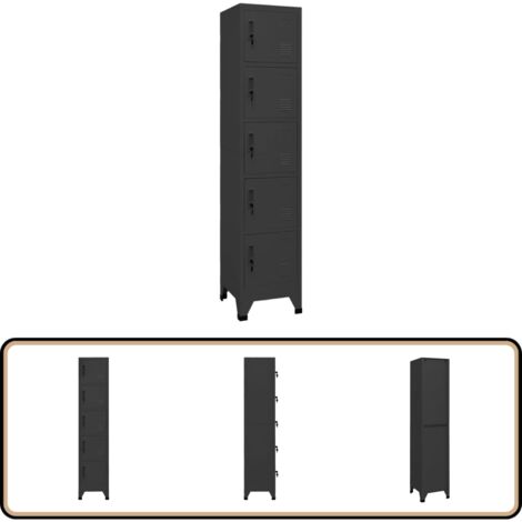 Schließfachschrank Anthrazit 38x40x180 cm Stahl - Schliessfachschrank - Metallschrank - Garderobe - Bürobedarf - Lagerraum