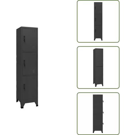 Schließfachschrank Anthrazit 38x45x180 cm Stahl - Schliessfachschrank - Metallschrank - Garderobenständer - Bürobedarf - Organisationshilfe