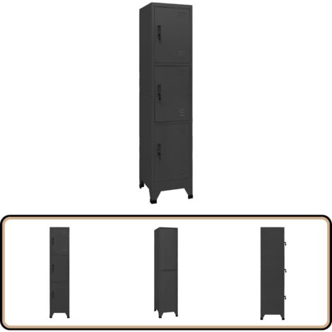 Schließfachschrank Anthrazit 38x45x180 cm Stahl - Schliessfachschrank - Metallschrank - Garderobenständer - Bürobedarf - Organisationshilfe
