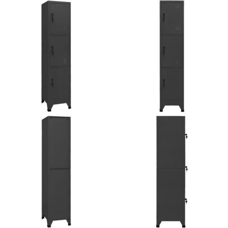 Schließfachschrank Anthrazit 38x45x180 cm Stahl - Schliessfachschrank - Metallschrank - Garderobenständer - Bürobedarf - Organisationshilfe - Home & Living
